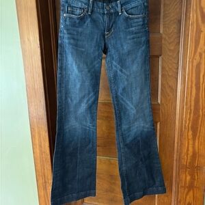 Seven7 Blue Flare Wide Leg Jeans with Whiskering